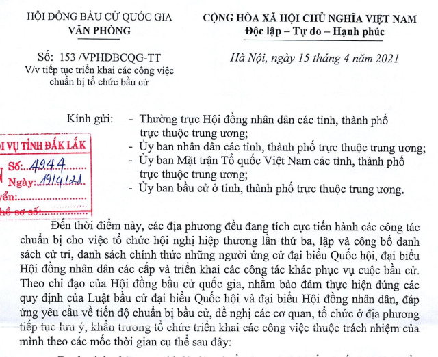 Tiếp tục triển khai các công việc chuẩn bị tổ chức bầu cử