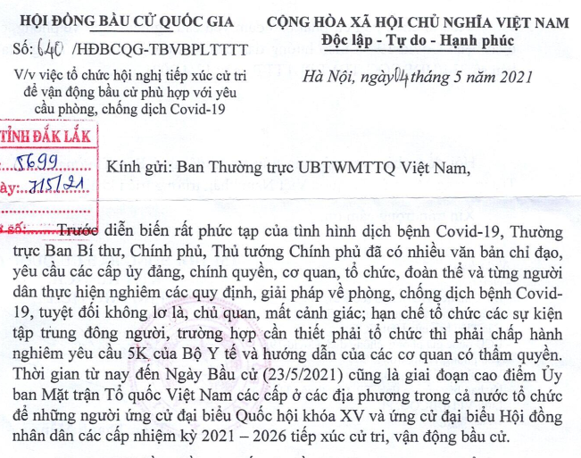 Tổ chức Hội nghị tiếp xúc cử tri phù hợp với yêu cầu phòng chống dịch bệnh Covid-19